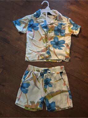 Volcom Cream Two-Piece matching Set with Blue Flowers